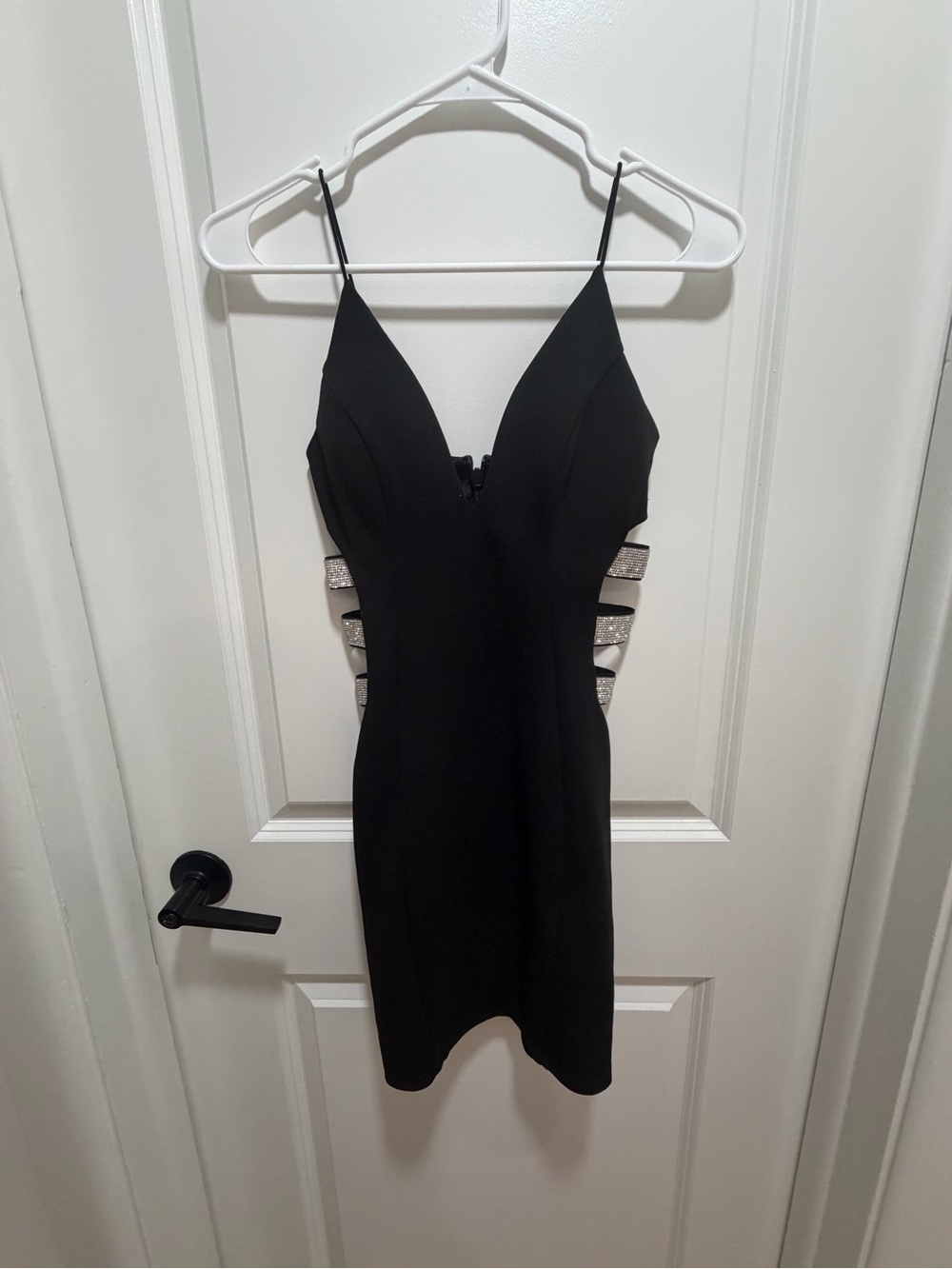 Windsor Black Mini Dress with Silver Side Straps